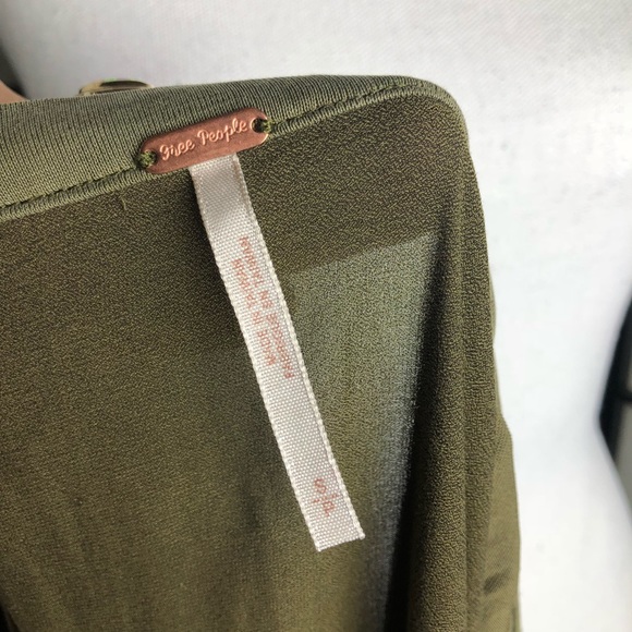 Free People Army Green Pocket Loose Top Size Small - Picture 4 of 5